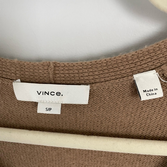 Vince., Small, camel color wool and cashmere v-neck sweater dress, long sleeve - Picture 2 of 7